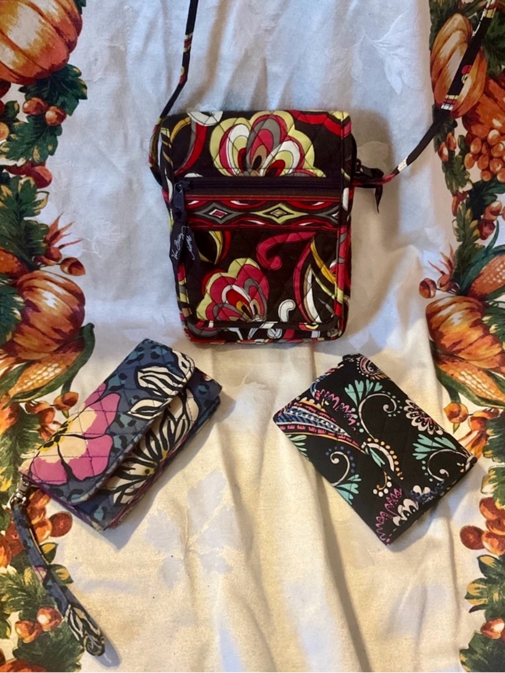Vera Bradley Suzani Mini Quilted Crossbody Bag & Wallets Bundle